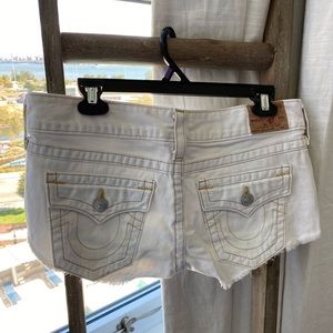 True Religion Joey Cut-off White Shorts